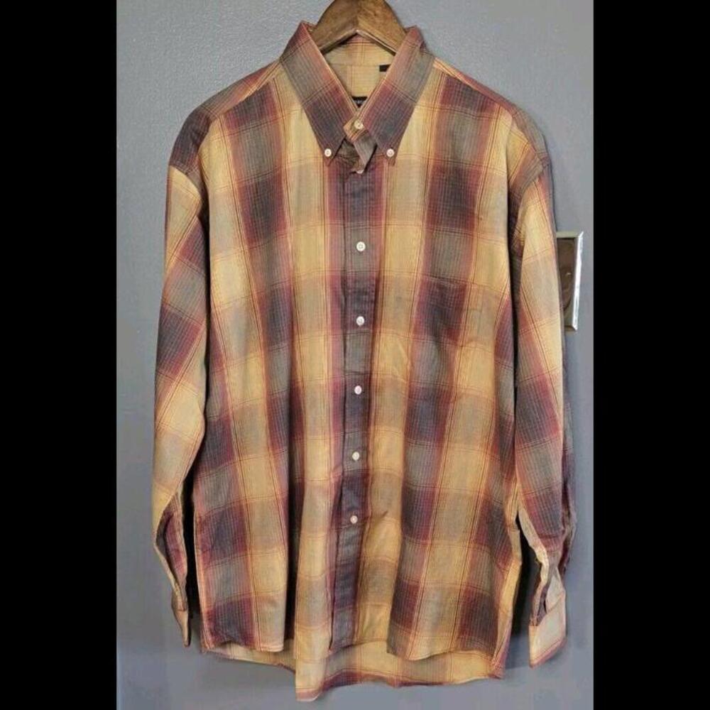 Gitman Bros Shirt Men’s Large Plaid Button Down Long Sleeve Cotton